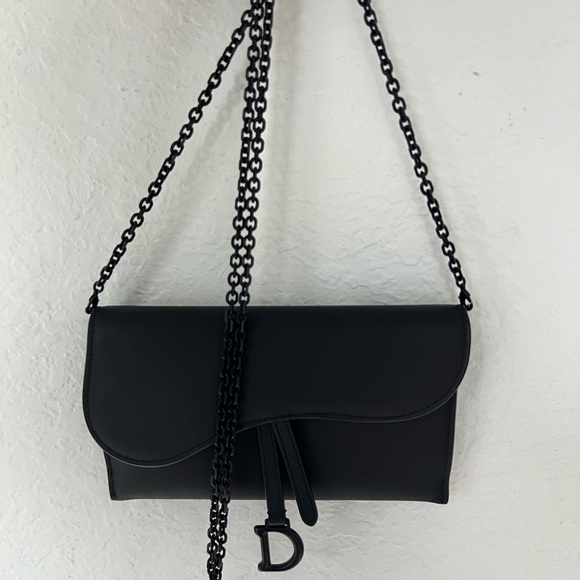 Dior Saddle Long Wallet with Chain -  black ultra matte calf skin - Picture 2 of 3
